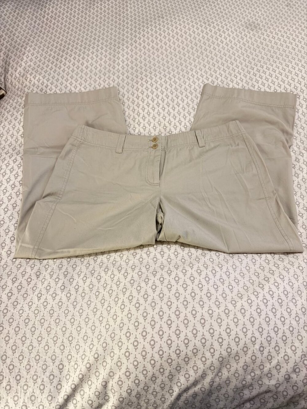 New w Tags ISDA & CO womans putty khaki long capri wide leg 14 NWT MSRP $128.00